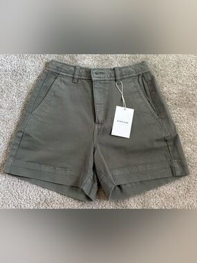 Everlane Olive Green High-Rise Utility Shorts